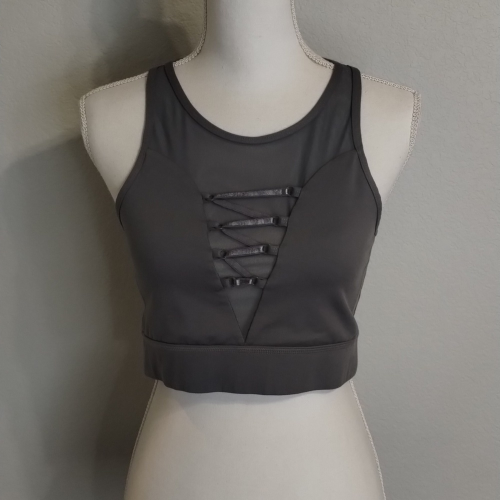 Mono b Athletic Wear Size Large Gray Sports Bra